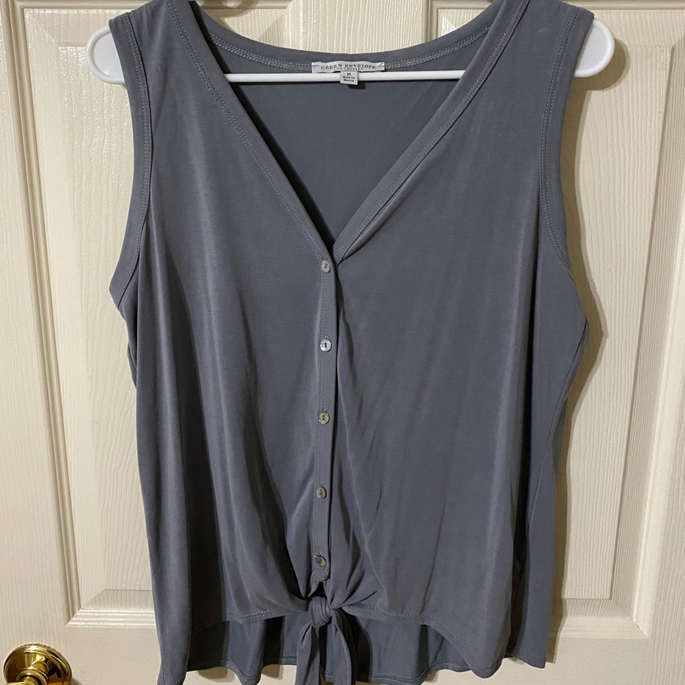Button down tie front tank